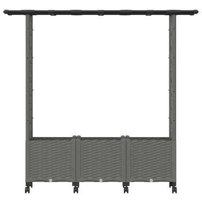 vidaXL Raised Bed with Trellis and Roof Light Grey 162.5 x 40 x 142 cm