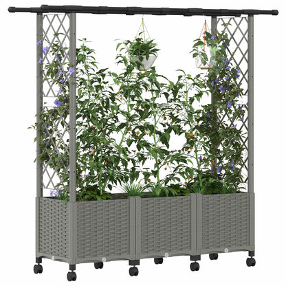 vidaXL Raised Bed with Trellis and Roof Light Grey 162.5 x 40 x 142 cm