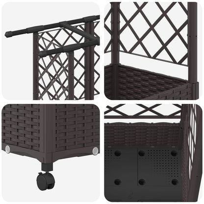 vidaXL Raised Bed with Trellis and Roof Brown 164 x 40 x 127 cm PP