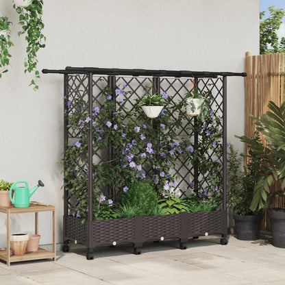 vidaXL Raised Bed with Trellis and Roof Brown 164 x 40 x 127 cm PP
