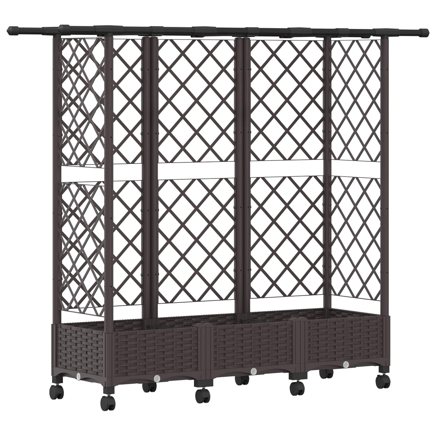 vidaXL Raised Bed with Trellis and Roof Brown 164 x 40 x 127 cm PP