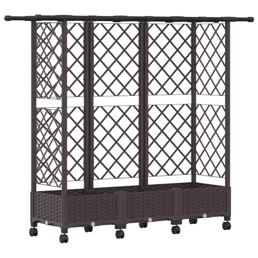 vidaXL Raised Bed with Trellis and Roof Brown 164 x 40 x 127 cm PP