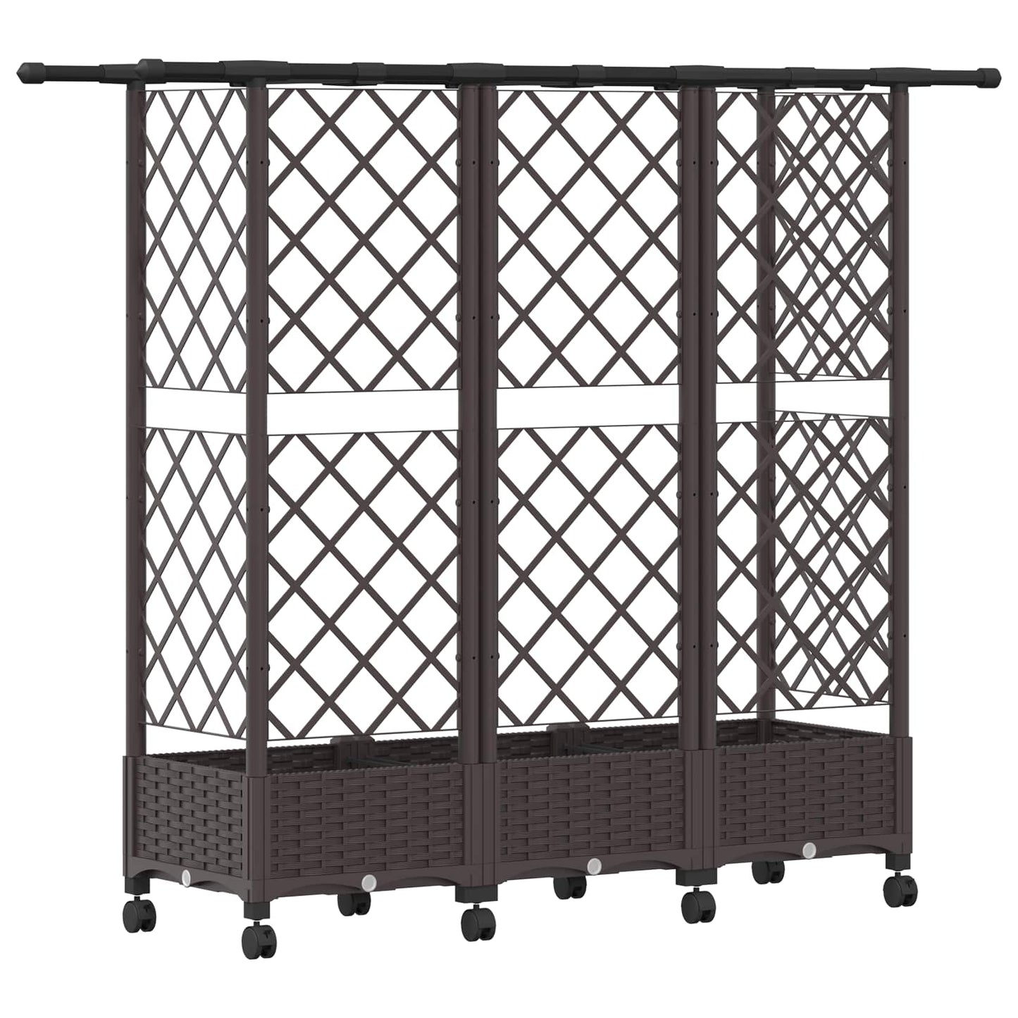 vidaXL Raised Bed with Trellis and Roof Brown 164 x 40 x 127 cm PP