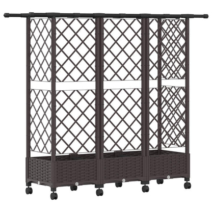 vidaXL Raised Bed with Trellis and Roof Brown 164 x 40 x 127 cm PP