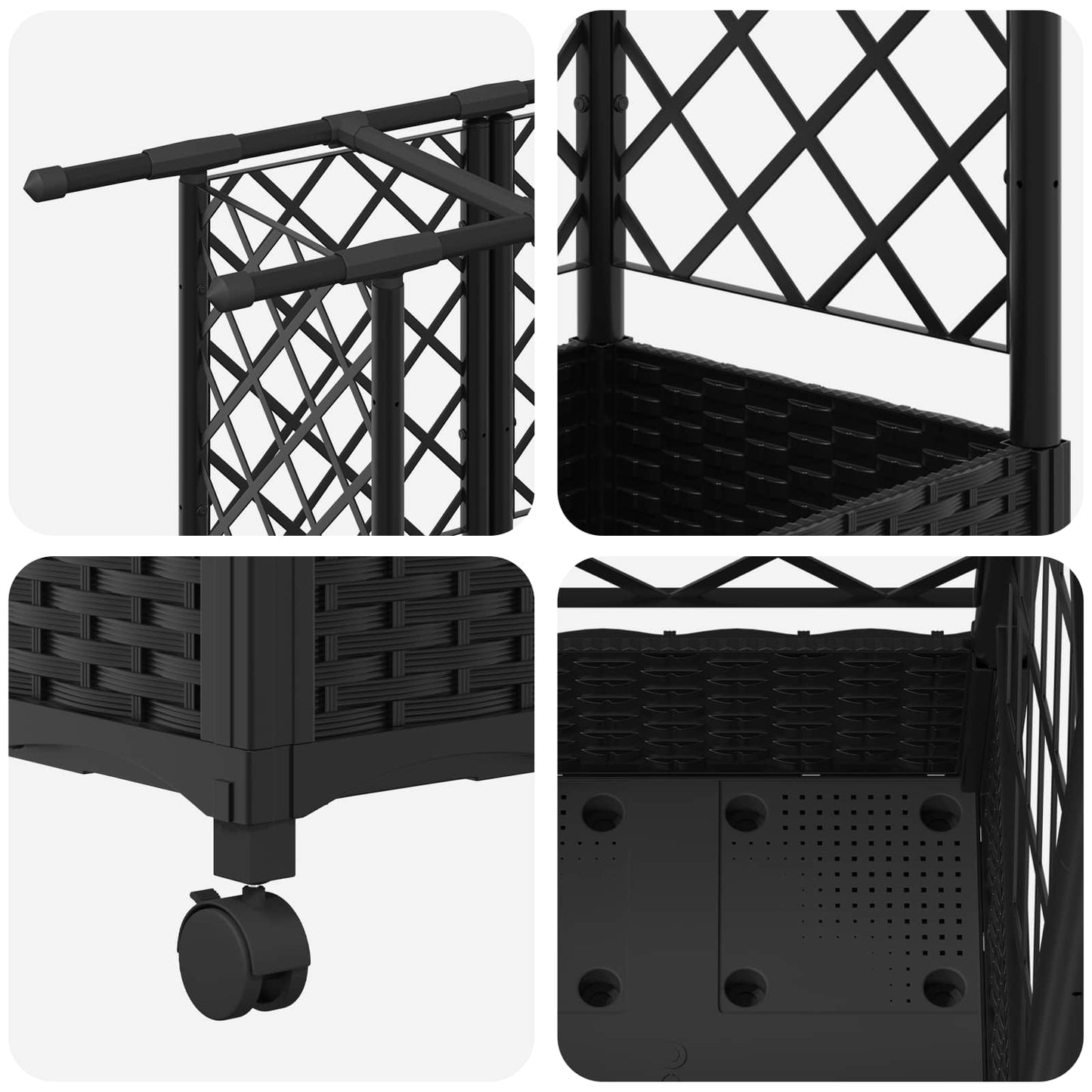 vidaXL Raised Bed with Trellis and Roof Black 164 x 40 x 127 cm PP