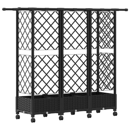 vidaXL Raised Bed with Trellis and Roof Black 164 x 40 x 127 cm PP