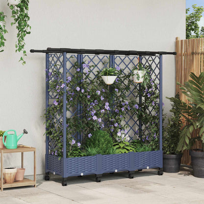 vidaXL Raised Bed with Trellis and Roof Grey 164 x 40 x 127 cm PP