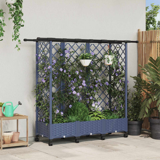 vidaXL Raised Bed with Trellis and Roof Grey 164 x 40 x 127 cm PP