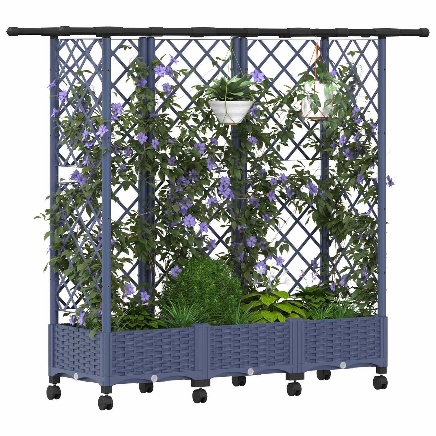 vidaXL Raised Bed with Trellis and Roof Grey 164 x 40 x 127 cm PP