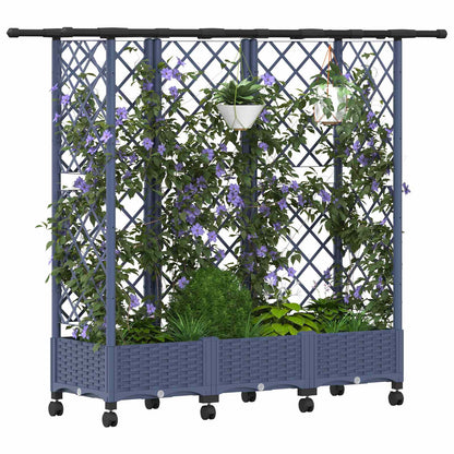 vidaXL Raised Bed with Trellis and Roof Grey 164 x 40 x 127 cm PP