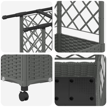 vidaXL Raised Bed with Trellis and Roof Light Grey 164 x 40 x 127 cm