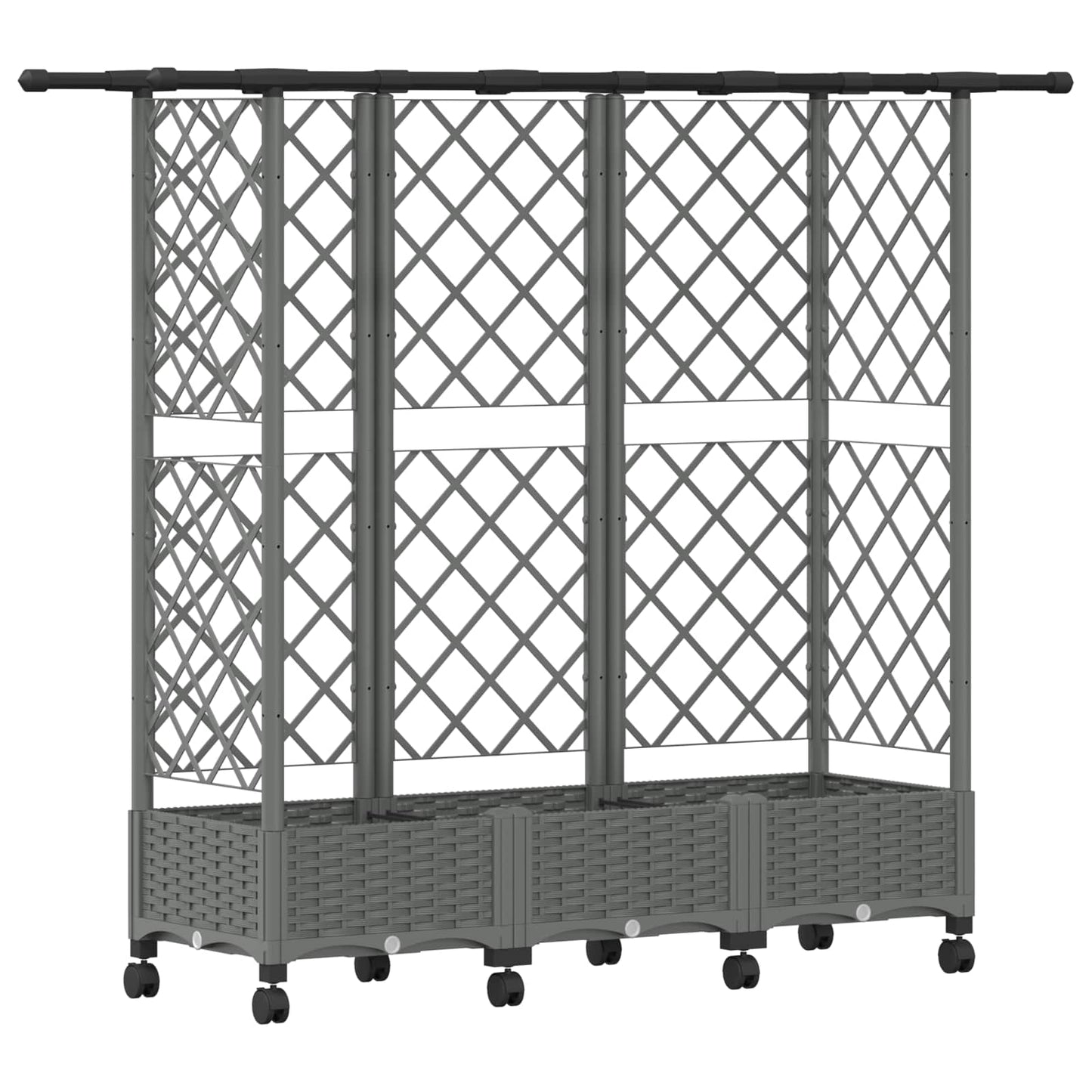 vidaXL Raised Bed with Trellis and Roof Light Grey 164 x 40 x 127 cm