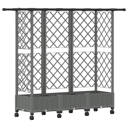 vidaXL Raised Bed with Trellis and Roof Light Grey 164 x 40 x 127 cm