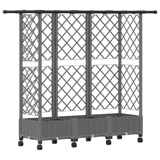 vidaXL Raised Bed with Trellis and Roof Light Grey 164 x 40 x 127 cm