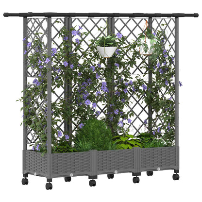 vidaXL Raised Bed with Trellis and Roof Light Grey 164 x 40 x 127 cm