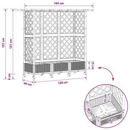 vidaXL Raised Bed with Trellis and Roof Light Grey 164 x 40 x 127 cm