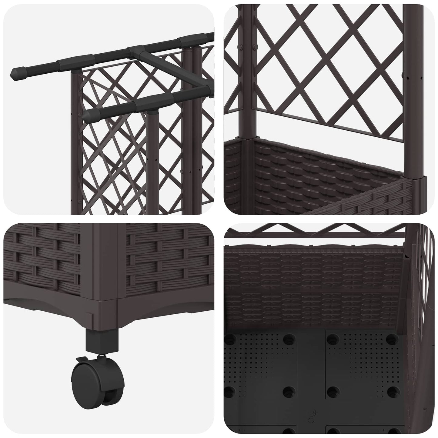 vidaXL Raised Bed with Trellis and Roof Brown 163.5 x 40 x 142 cm PP