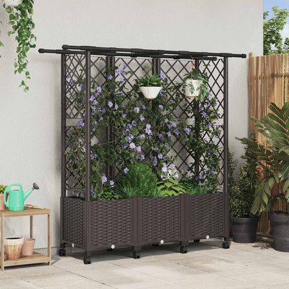 vidaXL Raised Bed with Trellis and Roof Brown 163.5 x 40 x 142 cm PP