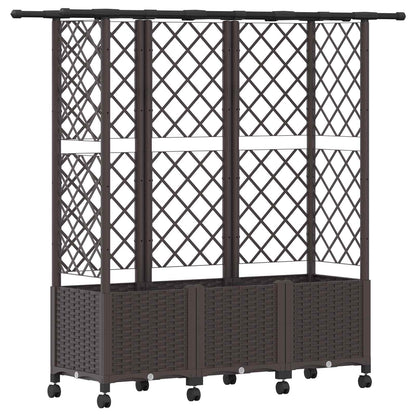 vidaXL Raised Bed with Trellis and Roof Brown 163.5 x 40 x 142 cm PP