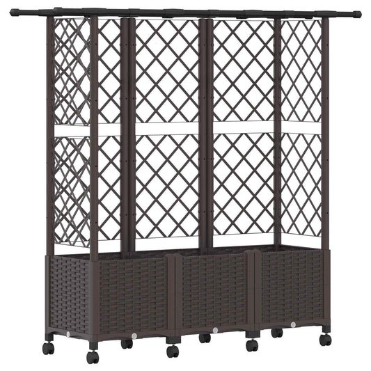vidaXL Raised Bed with Trellis and Roof Brown 163.5 x 40 x 142 cm PP