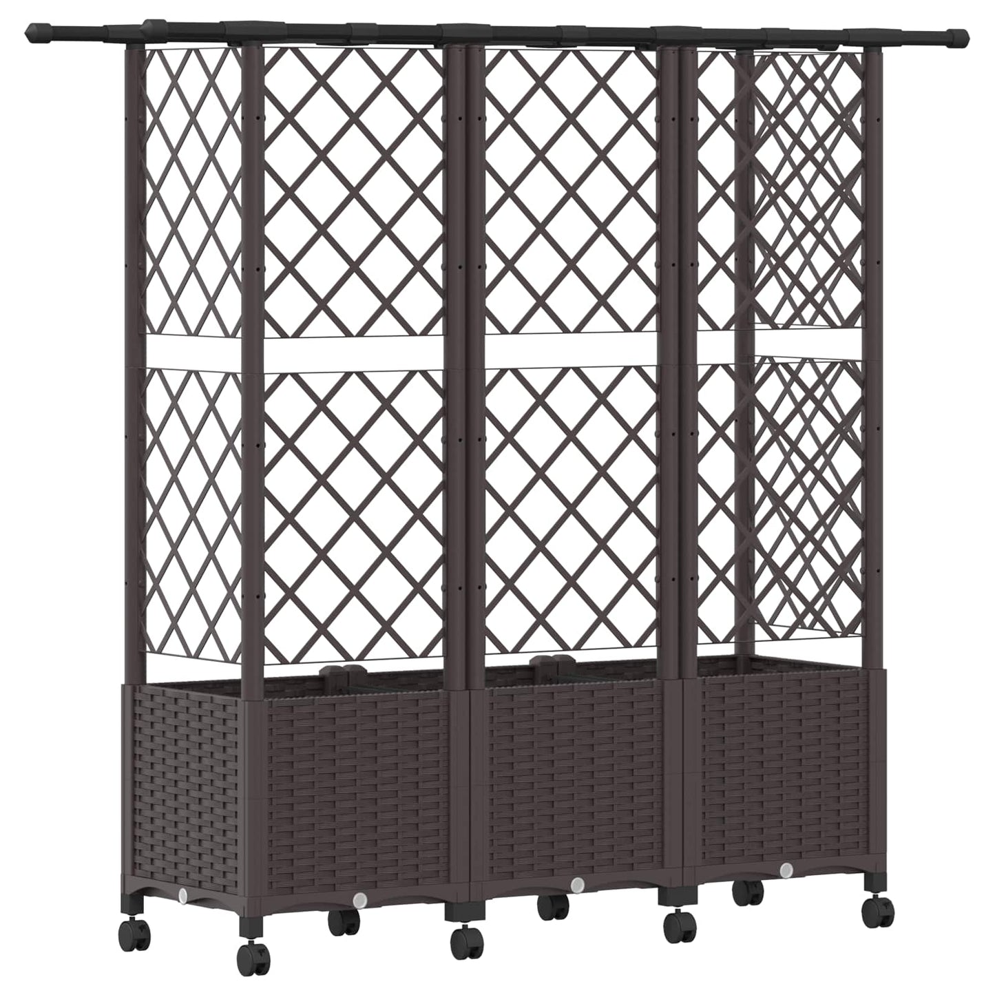 vidaXL Raised Bed with Trellis and Roof Brown 163.5 x 40 x 142 cm PP