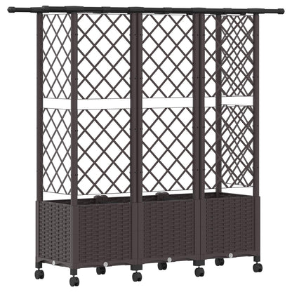 vidaXL Raised Bed with Trellis and Roof Brown 163.5 x 40 x 142 cm PP