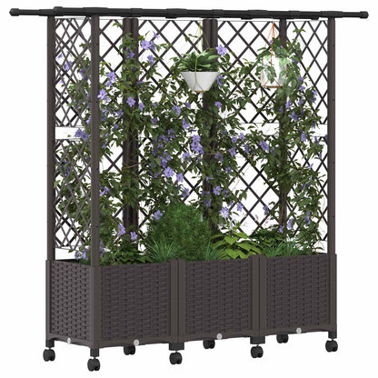 vidaXL Raised Bed with Trellis and Roof Brown 163.5 x 40 x 142 cm PP