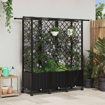 vidaXL Raised Bed with Trellis and Roof Black 163.5 x 40 x 142 cm PP