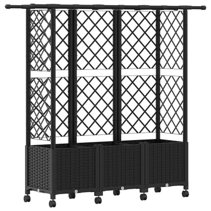 vidaXL Raised Bed with Trellis and Roof Black 163.5 x 40 x 142 cm PP