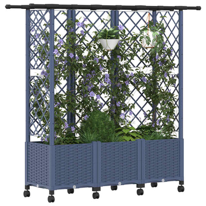 vidaXL Raised Bed with Trellis and Roof Grey 163.5 x 40 x 142 cm PP
