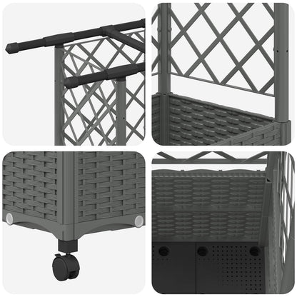 vidaXL Raised Bed with Trellis and Roof Light Grey 163.5 x 40 x 142 cm