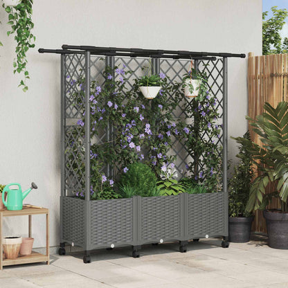 vidaXL Raised Bed with Trellis and Roof Light Grey 163.5 x 40 x 142 cm