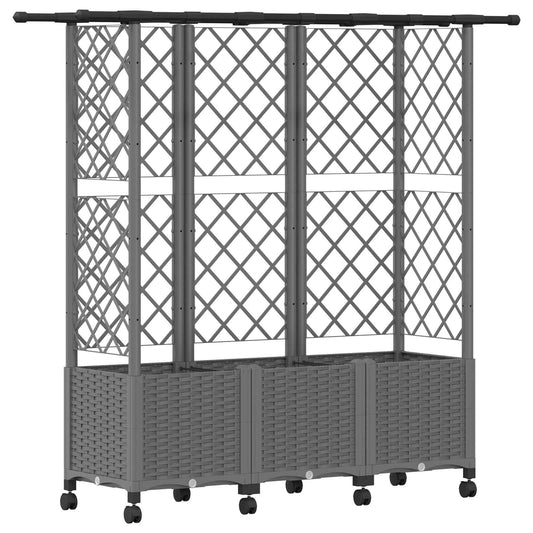 vidaXL Raised Bed with Trellis and Roof Light Grey 163.5 x 40 x 142 cm