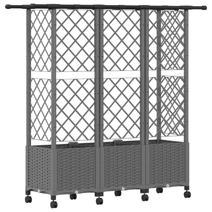 vidaXL Raised Bed with Trellis and Roof Light Grey 163.5 x 40 x 142 cm