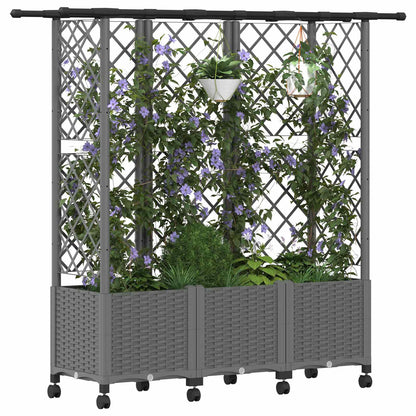 vidaXL Raised Bed with Trellis and Roof Light Grey 163.5 x 40 x 142 cm