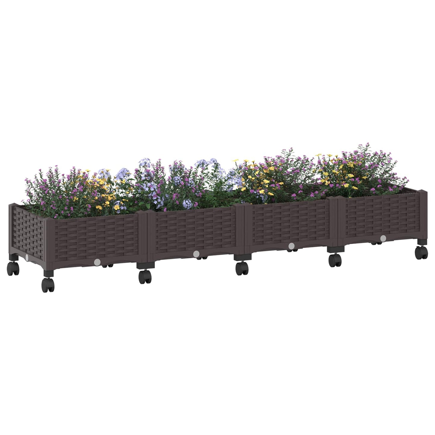 vidaXL Garden Planter with Wheels Brown 160 x 40 x 29 cm PP