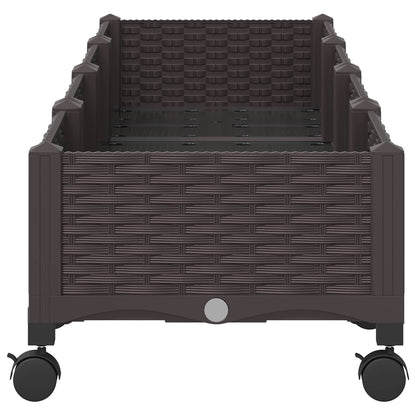 vidaXL Garden Planter with Wheels Brown 160 x 40 x 29 cm PP