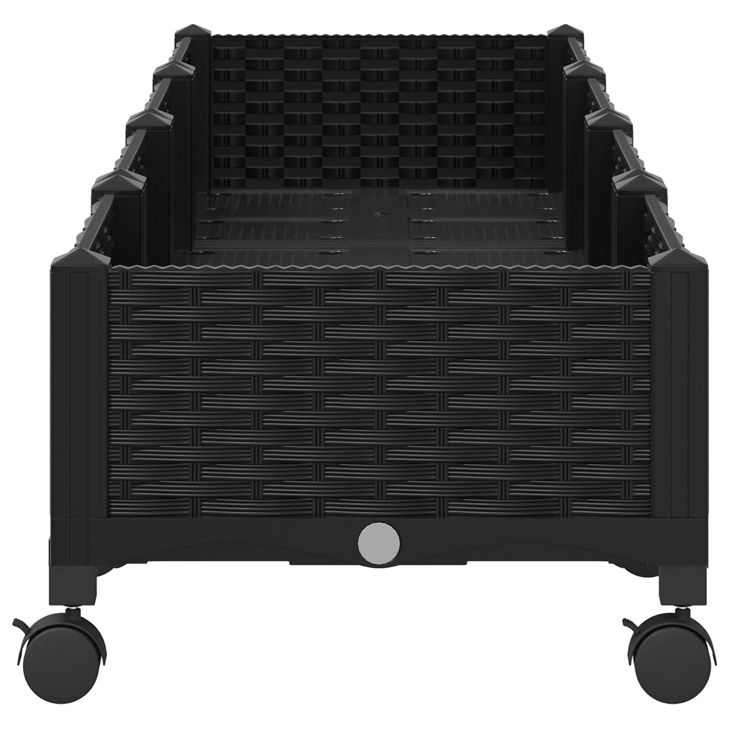 vidaXL Garden Planter with Wheels Black 160 x 40 x 29 cm PP