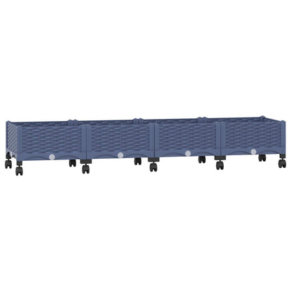 vidaXL Garden Planter with Wheels Blue Grey 160 x 40 x 33 cm PP