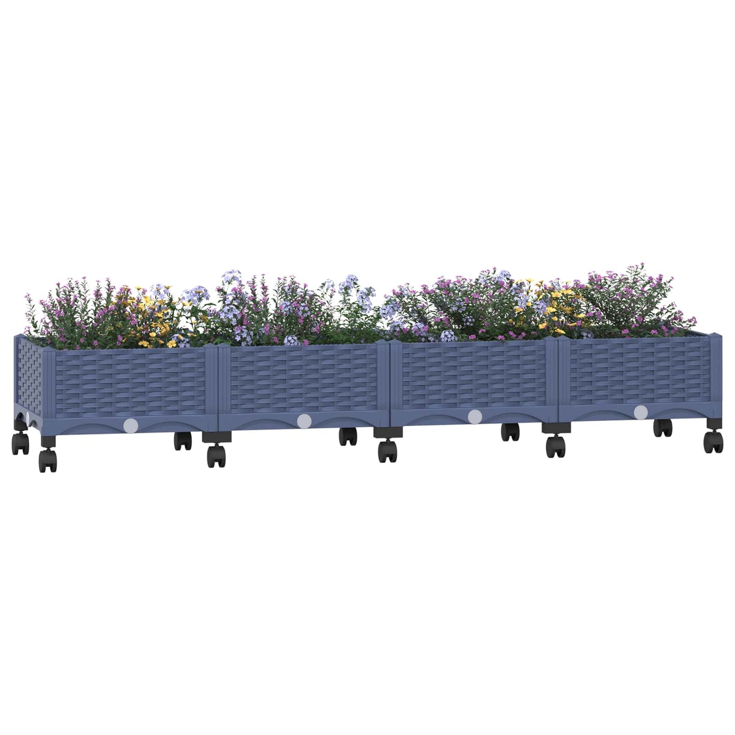 vidaXL Garden Planter with Wheels Blue Grey 160 x 40 x 33 cm PP