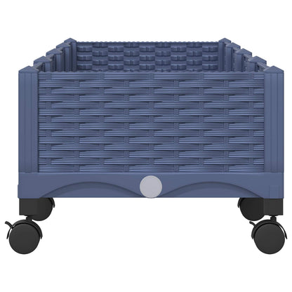 vidaXL Garden Planter with Wheels Blue Grey 160 x 40 x 33 cm PP