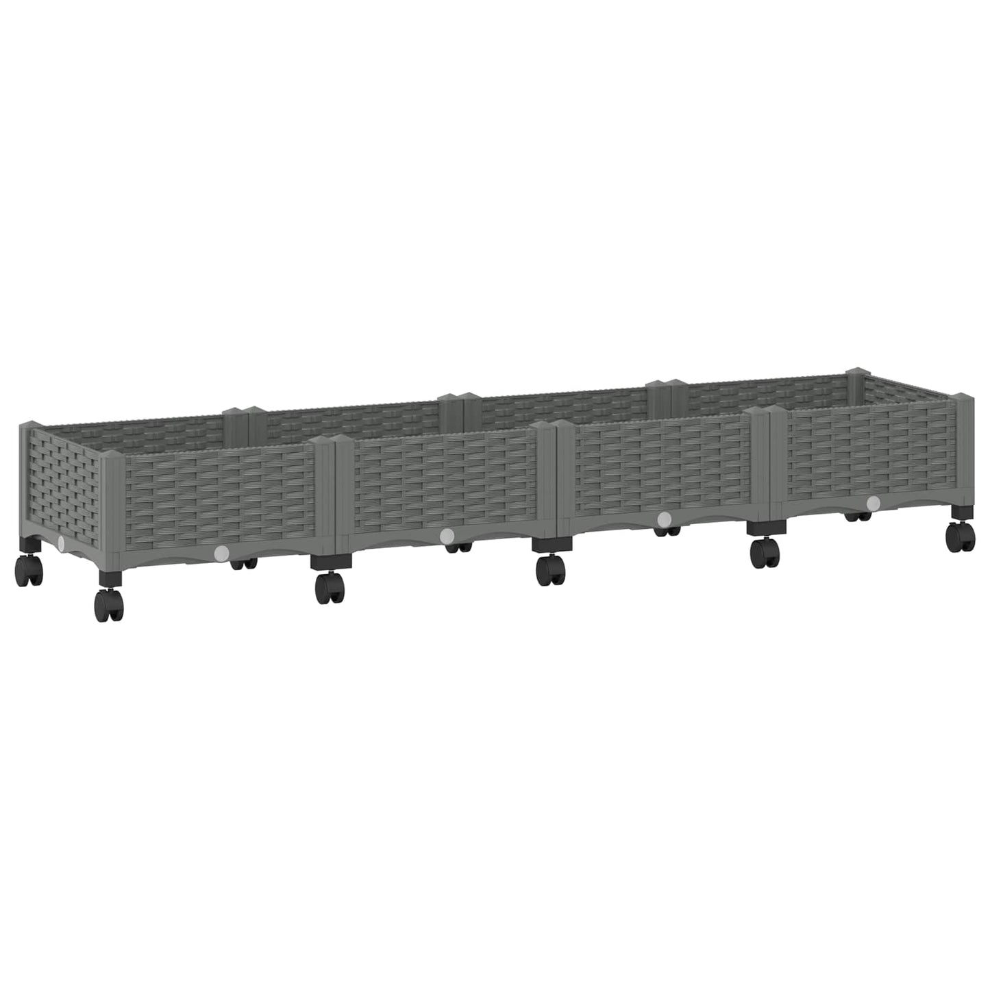 vidaXL Garden Planter with Wheels Light Grey 160 x 40 x 33 cm PP