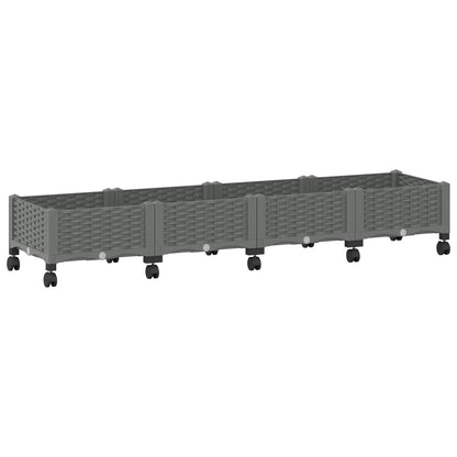 vidaXL Garden Planter with Wheels Light Grey 160 x 40 x 33 cm PP