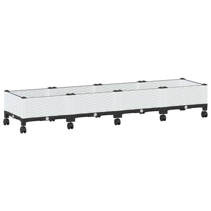 vidaXL Garden Planter with Wheels White 160 x 40 x 33 cm PP