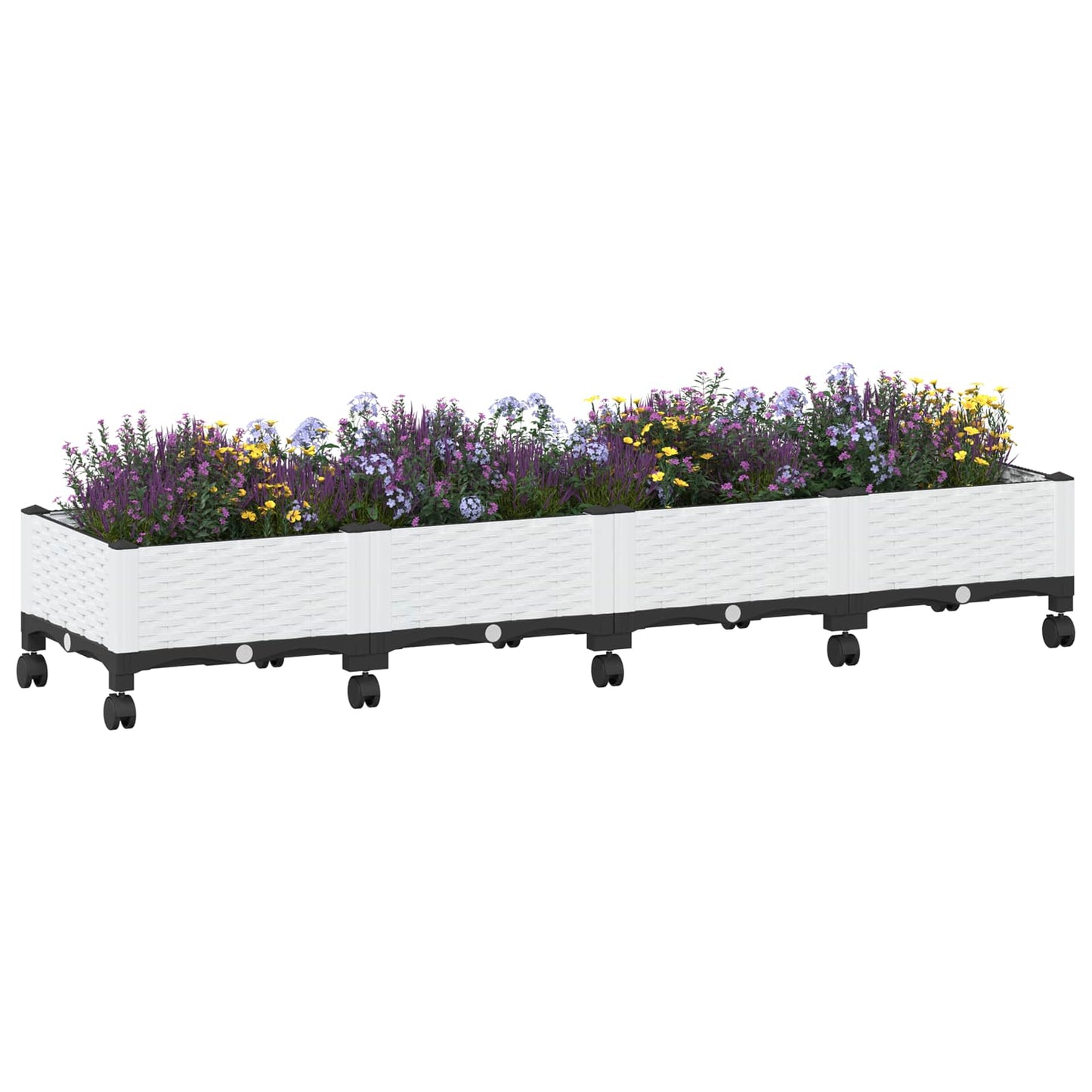 vidaXL Garden Planter with Wheels White 160 x 40 x 33 cm PP
