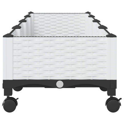 vidaXL Garden Planter with Wheels White 160 x 40 x 33 cm PP
