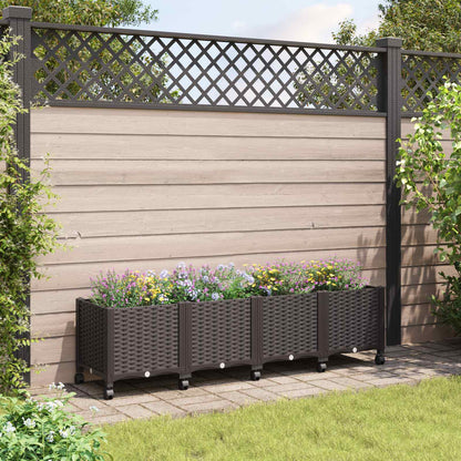 vidaXL Garden Planter with Wheels Brown 160 x 40 x 44 cm PP