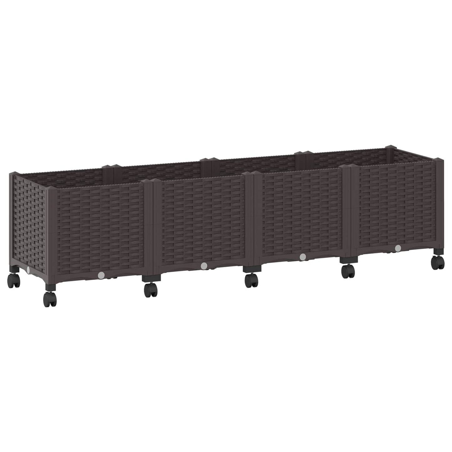 vidaXL Garden Planter with Wheels Brown 160 x 40 x 44 cm PP