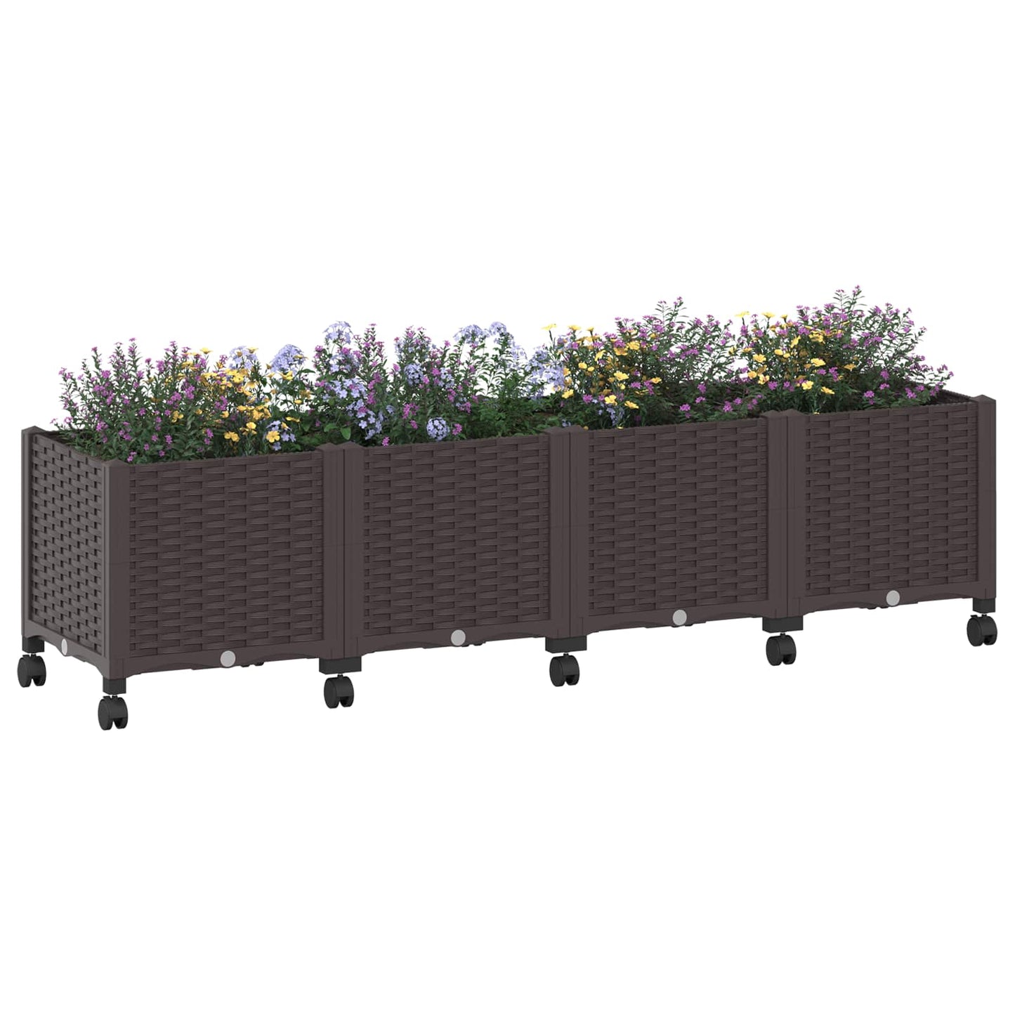 vidaXL Garden Planter with Wheels Brown 160 x 40 x 44 cm PP