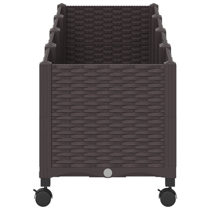 vidaXL Garden Planter with Wheels Brown 160 x 40 x 44 cm PP